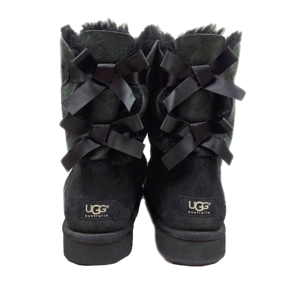 *SOLD*UGG - Black Suede Womens Size 11 Bailey Bow II Boots - Picture 11 of 13